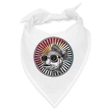 Fisch mit Sonnenbrille im Retro-Design - Bandana - Weiß - Vorne
