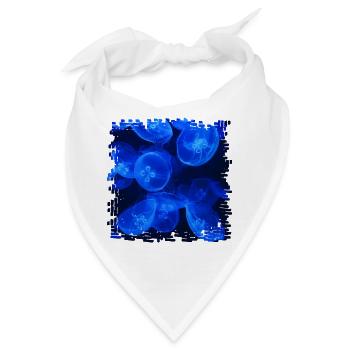 Faszinierende Biolumineszenz, Blaue Qualle - Bandana - Weiß - Vorne
