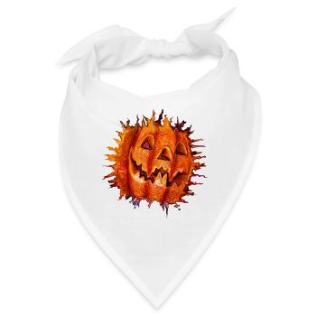 Kürbis Jackolantern Halloween orange Feuer Flammen - Bandana - Weiß - Vorne