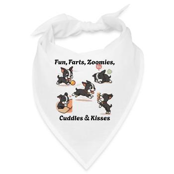 Boston - Spaß, Fürze, Zoomies, Kuscheln & Küsse - Bandana - Weiß - Vorne