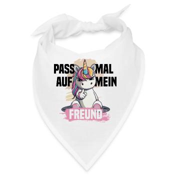 Freches Einhorn – Pass auf mein Freund! - Bandana - Weiß - Vorne
