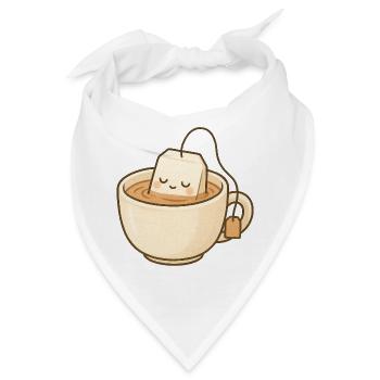 Kawaii Teebeutel in einer warmen Tasse - Bandana - Weiß - Vorne