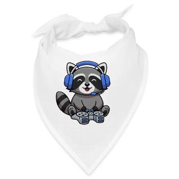 Waschbär beim Gamen - Bandana - Weiß - Vorne