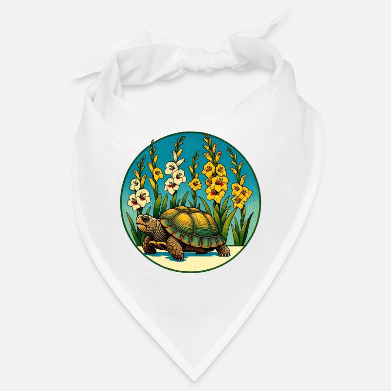 Sunlit Turtle in Floral Border Bandana