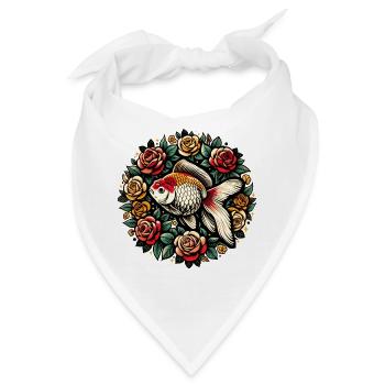 Koi-und-Rosen-Kreis-Design - Bandana - Weiß - Vorne