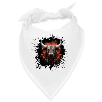 Stier Bull Klecks - Bandana - Weiß - Vorne