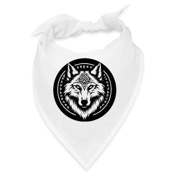 Wolf mit nordischen Symbolen - Bandana - Weiß - Vorne