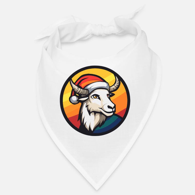 Bock mit Santa-Hut vor Regenbogen Bandana