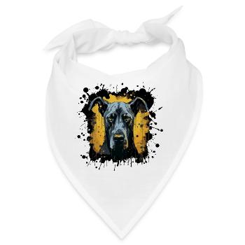 Blaues Hundeporträt mit Farbspritzern - Bandana - Weiß - Vorne