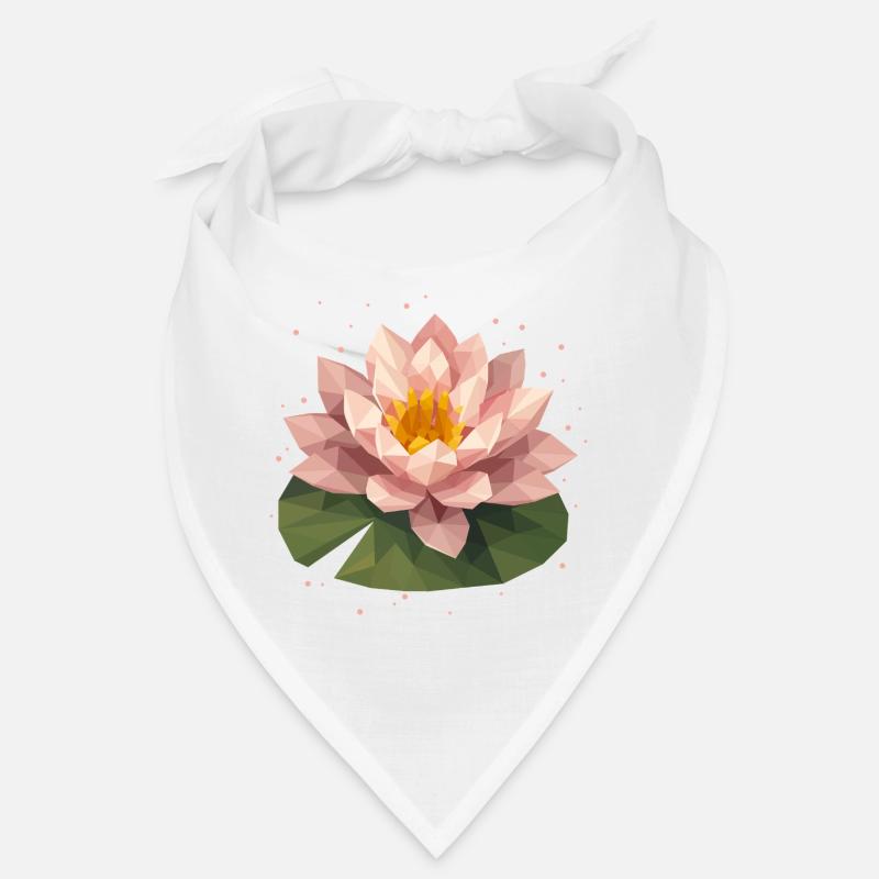 Polygon Seerose in Rosa auf grünem Blatt Bandana