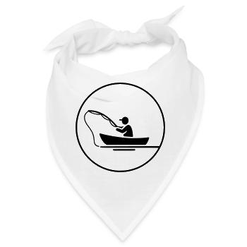 Angler im Boot Silhouette Logo Clean - Bandana - Weiß - Vorne