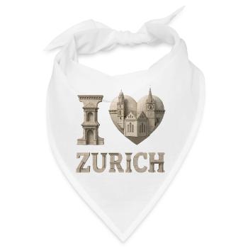 I Love Zürich – Stadt als Skulptur - Bandana - Weiß - Vorne