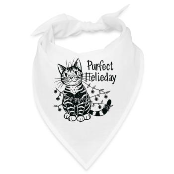 Festliche Katzen- und Lichterketten - Bandana - Weiß - Vorne