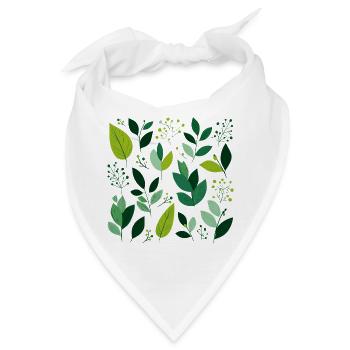 grüne Blätter - Bandana - Weiß - Vorne