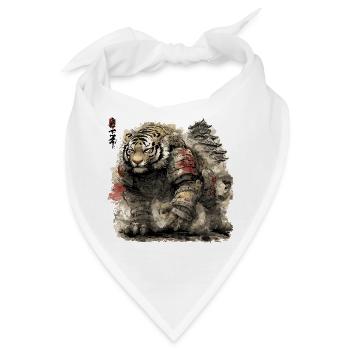Tiger Samurai Armor vor Burg - Bandana - Weiß - Vorne