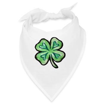 Lime Aquarell Kleeblatt - Bandana - Weiß - Vorne