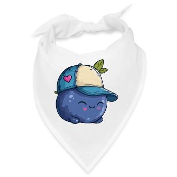Kawaii Blaubeere mit Cap - Bandana - Weiß - Vorne