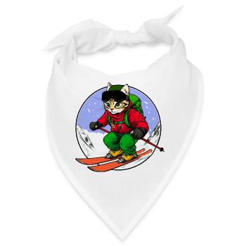 Skifahrer Katze Freeride - Bandana - Weiß - Vorne