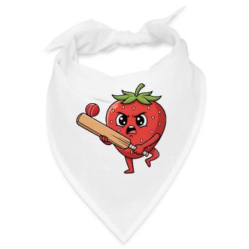Wütende Erdbeere spielt Cricket Cartoon - Bandana - Weiß - Vorne
