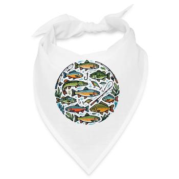 Fischarten Fische Köder Angel Haken Angler Motiv - Bandana - Weiß - Vorne