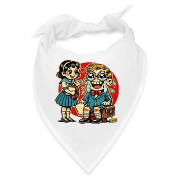 Retro Schulkinder mit Herz Hintergrund - Bandana - Weiß - Vorne