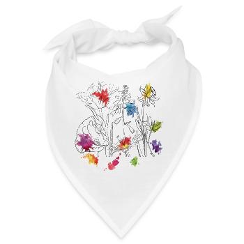 Aquarellblumen - Bandana - Weiß - Vorne