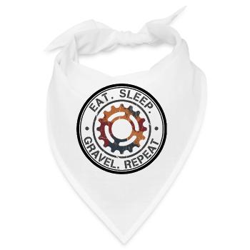 Eat Sleep Gravel Repeat Vintage Gear Abzeichen - Bandana - Weiß - Vorne