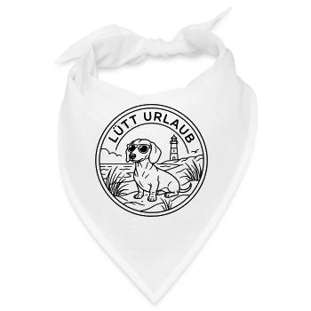 Dackel am Strand Lütt Urlaub - Bandana - Weiß - Vorne