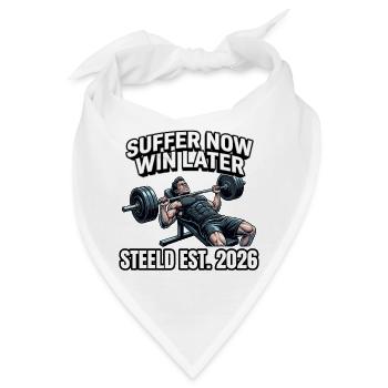 "SUFFER NOW WIN LATER"-Design Fitnessprint - Bandana - Weiß - Vorne