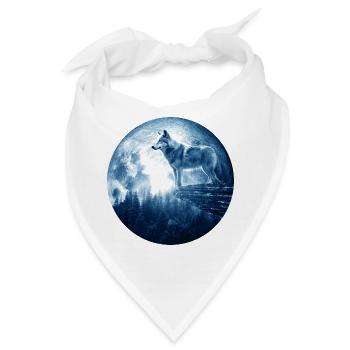 Wolf Howling Celestial EPIC Moon Forest Wolves - Bandana - Weiß - Vorne