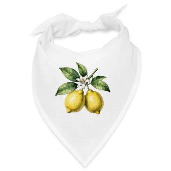 Botanische Zitronenbäume Aquarell - Bandana - Weiß - Vorne