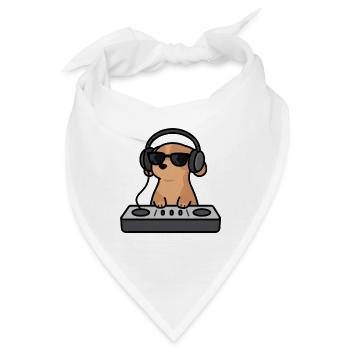 Niedlicher Hund als DJ am Mischpult Geschenk - Bandana - Weiß - Vorne