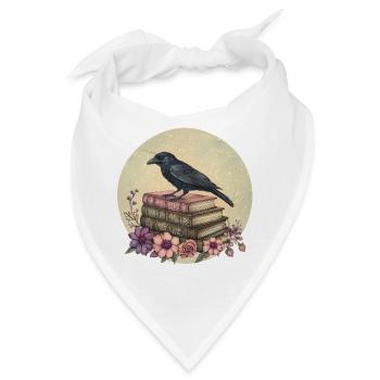 Rabe auf Bücherstapel - Bandana - Weiß - Vorne