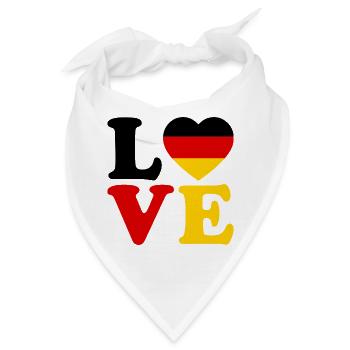 Deutschland Love Herz Fussball Fan Shirt - Bandana - Weiß - Vorne