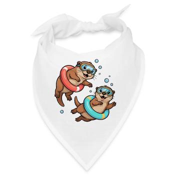 Zwei lustige Otter - Bandana - Weiß - Vorne