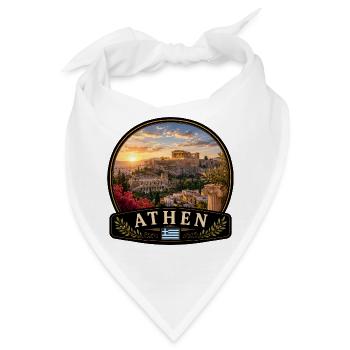 Athen Griechenland Mittelmeer Stadt Urlaub - Bandana - Weiß - Vorne