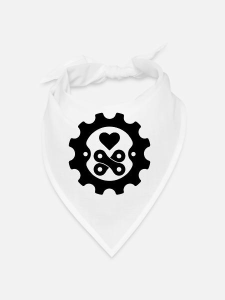 Bicycle Love Sprocket Chain Heart - Bandana - white - Front