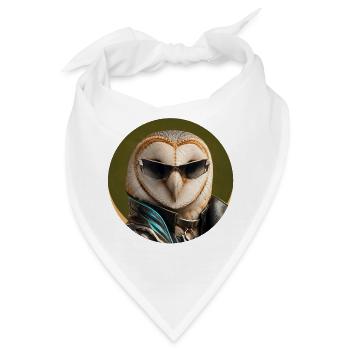 Eulen-Rocker mit Lederjacke - Bandana - Weiß - Vorne