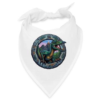 Flugsaurier im Portalring - Bandana - Weiß - Vorne