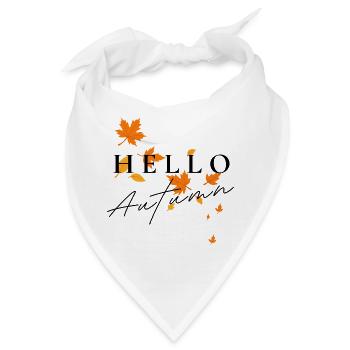 Hello Autumn | Herbst Typografie Shirt - Bandana - Weiß - Vorne