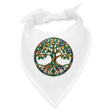 Bunter Lebensbaum - Bandana - Weiß - Vorne