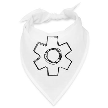 Zahnrad handgezeichnet - Bandana - Weiß - Vorne