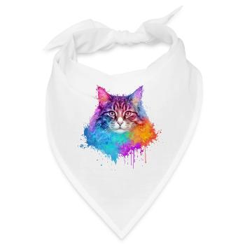 Norwegian Forest Cat Aquarell Illustration - Bandana - Weiß - Vorne