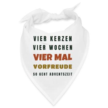 Vier Kerzen vier Wochen Vorfreude - Adventszeit - Bandana - Weiß - Vorne