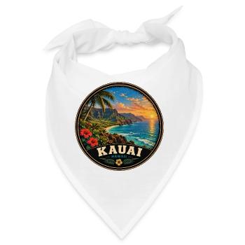 Kauai Hawaii Insel Urlaub Sunset Vintage - Bandana - Weiß - Vorne