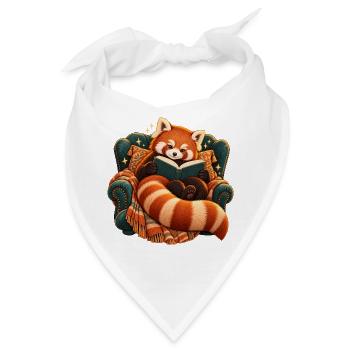 Gemütlicher roter Panda liest ein Buch - Bandana - Weiß - Vorne