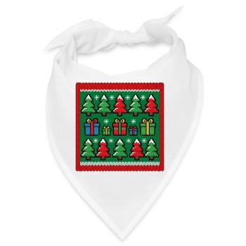 Ugly Christmas Pixel Strick Muster - Bandana - Weiß - Vorne