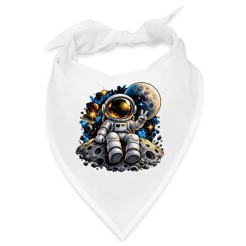 Astronaut auf Mondstein - Bandana - Weiß - Vorne