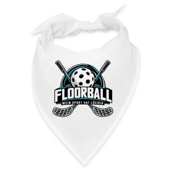 Floorball Logo Ball mit Schlägern - Bandana - Weiß - Vorne
