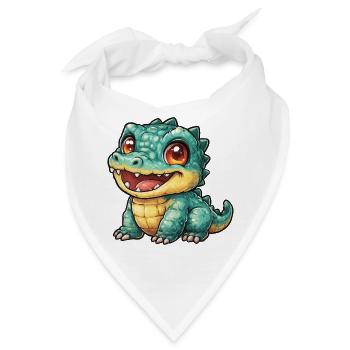 Fröhlicher Krokodil Dino mit großen Augen - Bandana - Weiß - Vorne